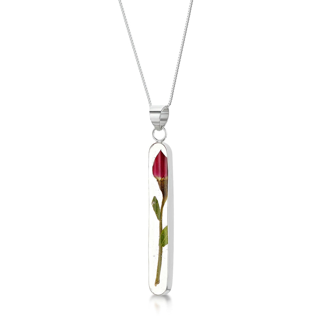 Valentines day gift - Miniature rose necklace by Shrieking Violet® Sterling silver pendant with a real rose stem with giftbox. Valentine jewellery